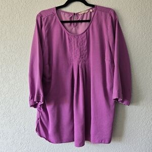 Soft Surroundings XL Tencil Purple 3/4 Sleeve Tunic Top
